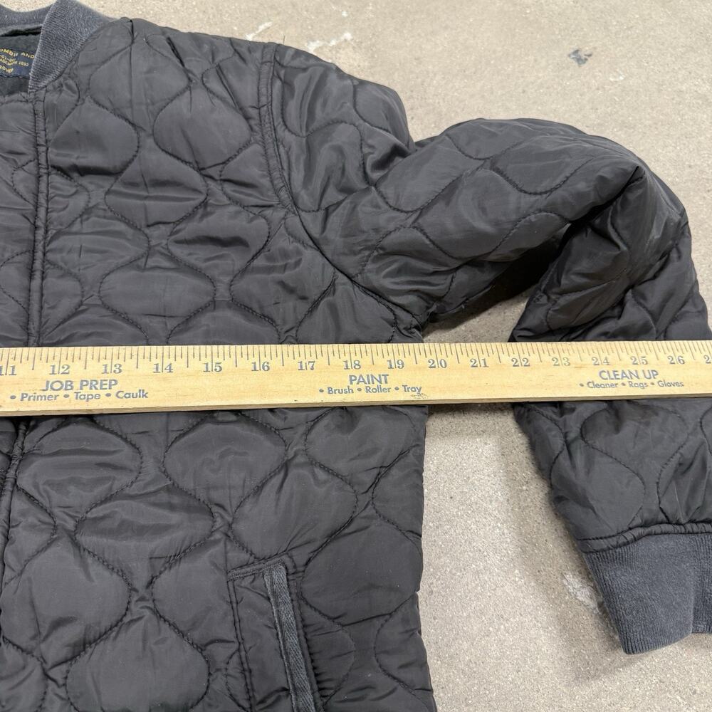 ABERCROMBIE & FITCH QUILTED ARMY MILITARY SNAP BOMBER JACKET BLACK MENS XS - Picture 8 of 9